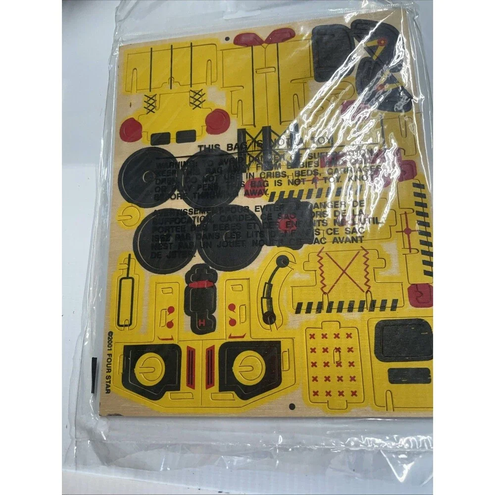 Four Star Colorful Bulldozer Wooden Model Kit No Glue/Tools Required‎ Ages 6+
